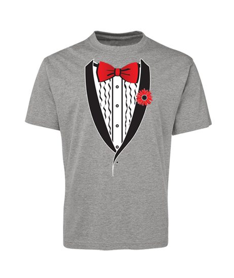 Shawl Design Tuxedo Tee - Awesome Black White Red Design - Kids Size