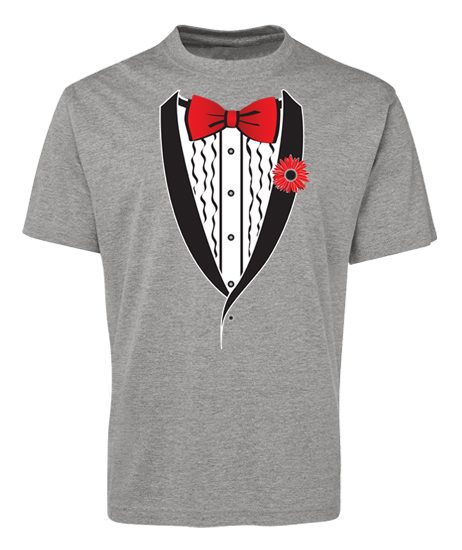 Shawl Design Tuxedo Tee - Awesome Black White Red Design - Men's Size