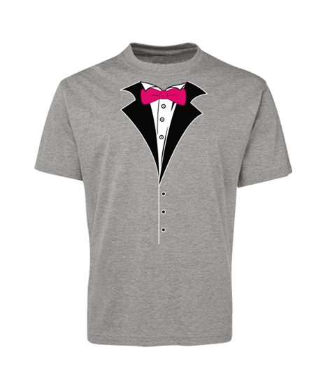 Kids Grey Marl Tuxedo T-shirt - Bow Tie Design
