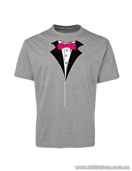 Kids Grey Marl Tuxedo T-shirt - Bow Tie Design