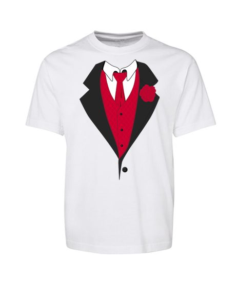 Notch Design Tuxedo Tee - Formal Black White Red Design - Kids Size