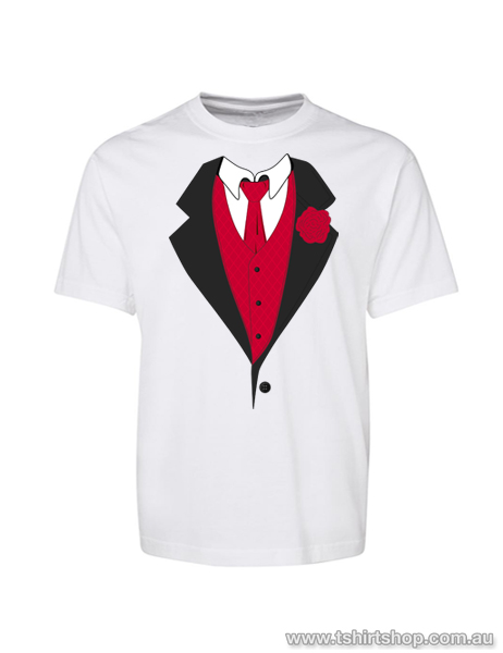 red tuxedo t shirt