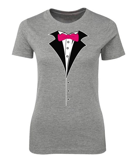 Red Bow-Tied Tuxedo Ladies T-Shirt