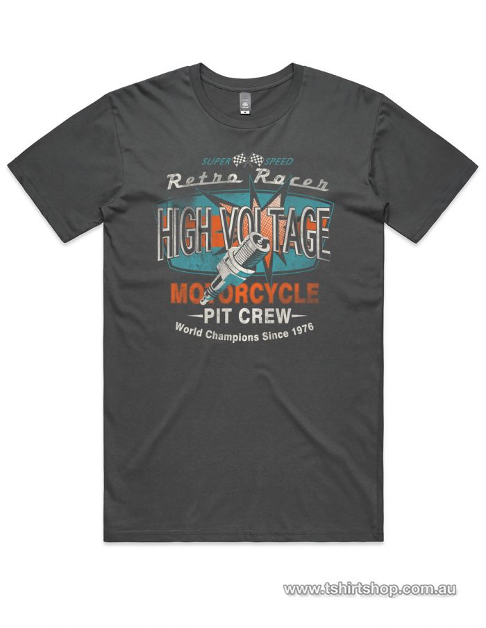 high voltage charcoal motorbike t-shirt