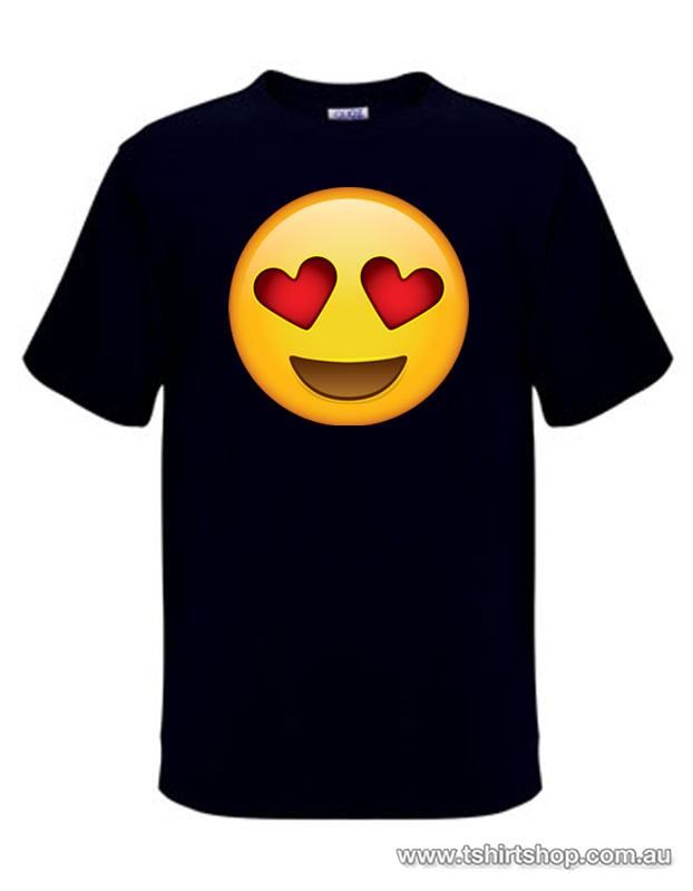 big heart eyes emoji face t-shirt