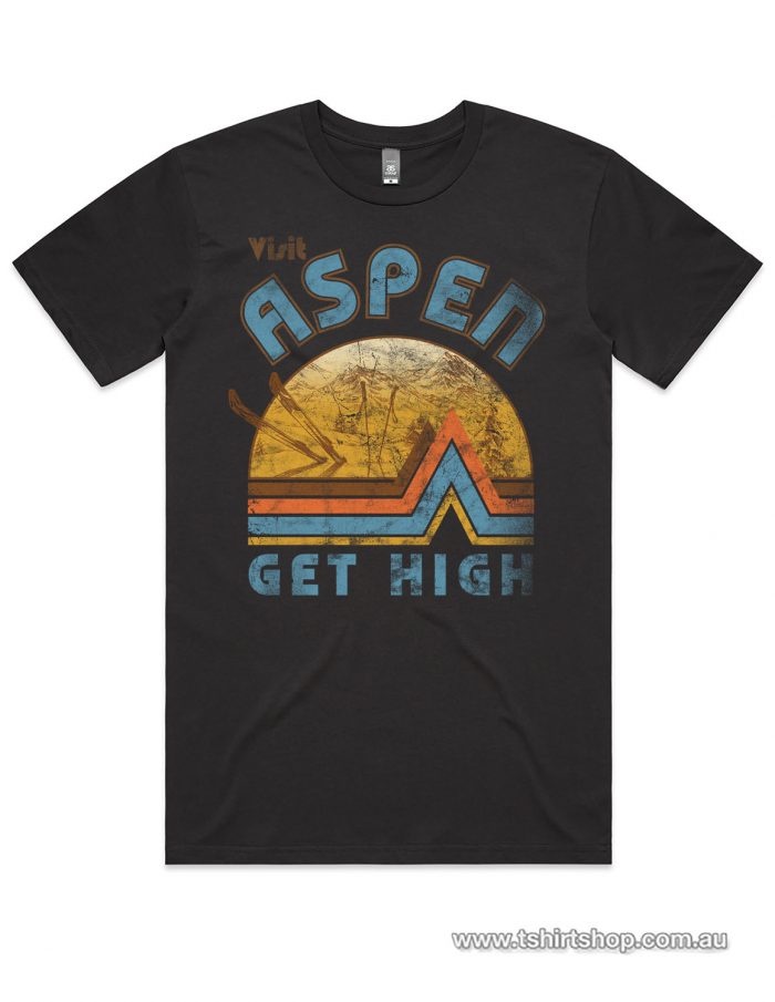 Get High at Aspen Coal colour t-shirt