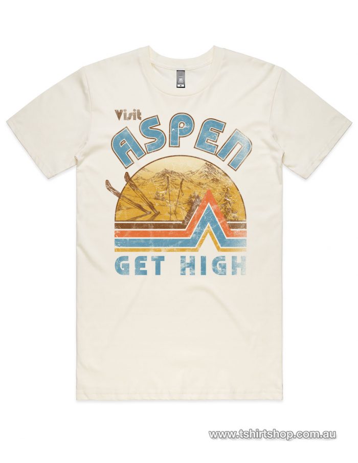 Get High at Aspen Natural coloured t-shirt